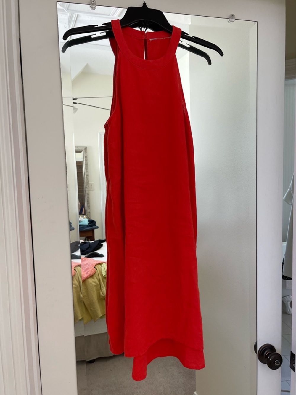 Calypso St. Barth Red linen size 4-6 sleeveless summer dress.